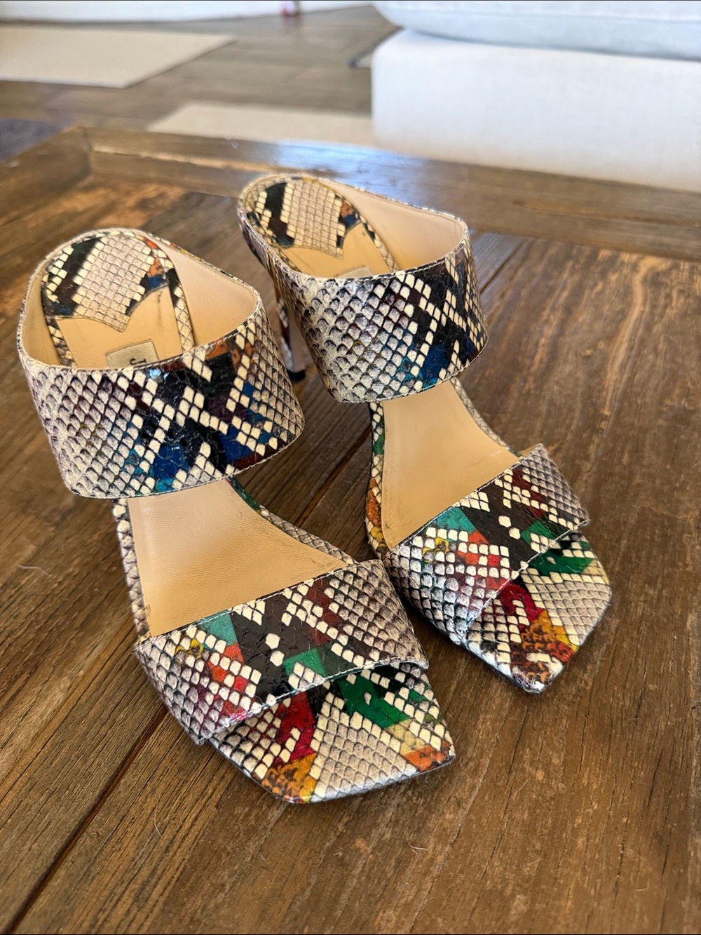 Jimmy Choo Multicolor Snakeskin Heel Sandals